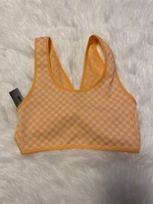 No Boundaries Bra Womens Junior Size Medium Orange Seamless Twist Back Bralette