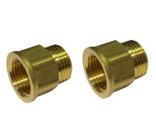 1/2" BSP Male x 1/2" BSP Female Brass Tap Thread Extension Pieces (2 Pack)