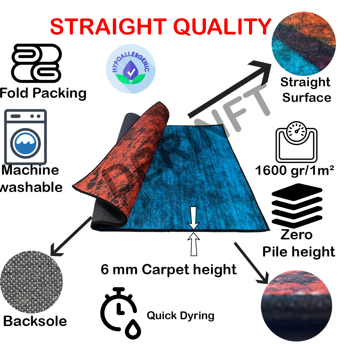 Area Rug,Modern Rug, Washable Rug,Nonslip Floor Carpet,Home Decor