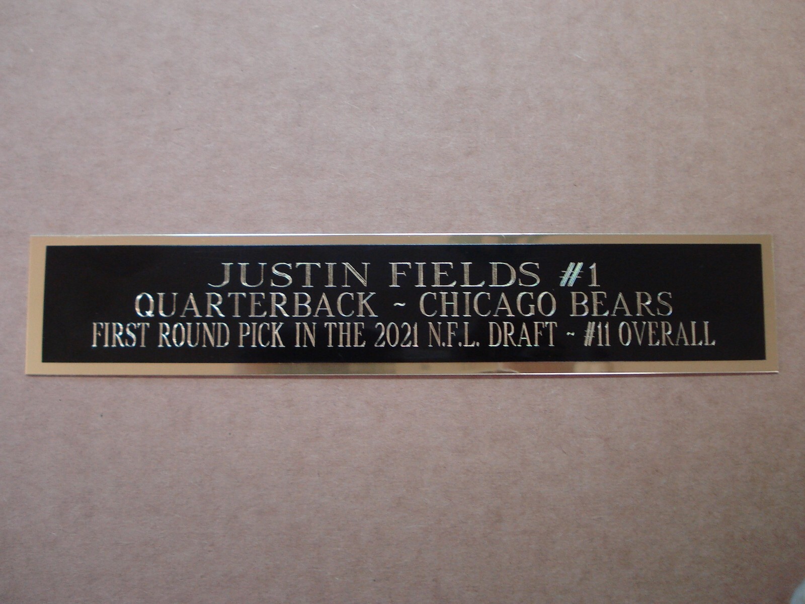 Justin Fields Football Card Chicago Bears Display Case Nameplate 1.5