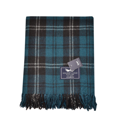 Neu The Golden Eagle großer Reiseteppich Decke Tweed Wolle Tartan - Ramsay blau
