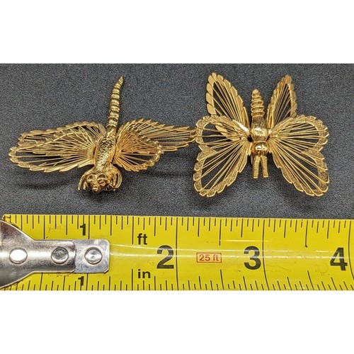 Monet Libelle und Schmetterling Vintage Goldton guter Zustand - Bild 3 von 9
