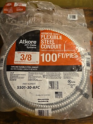 Atkore AFC Cable Systems 3/8  100 ft Reduced Wall Flexible Steel Conduit New