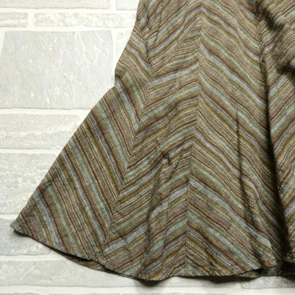 Two Star Dog Linen Blend Skirt Womens L Jumbo Herringbone Godet Flare Earth Tone - Image 4 of 4