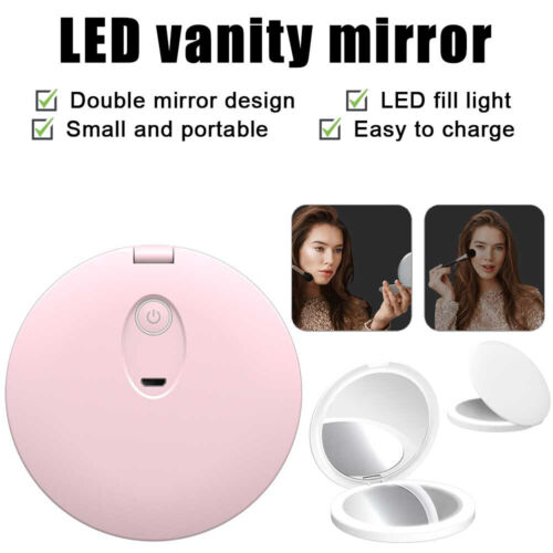 LED Makeup Mirror with LED Lights USB Rechargeable LED Ring Light Up Mirror US - Picture 1 of 14