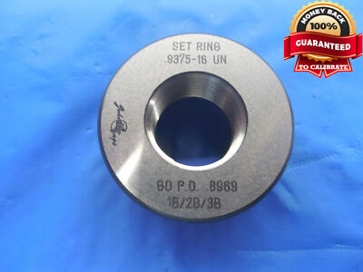 15/16 16 UN 1B 2B 3B SOLID SET THREAD RING GAGE .9375 GO ONLY PD = .8969 JOHNSON