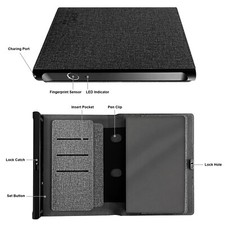 Large Journal Notebook Diary with Fingerprint Lock Insert Pocket Pen Clip Gift