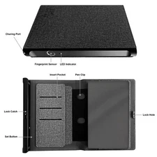 Large Journal Notebook Diary with Fingerprint Lock Insert Pocket Pen Clip Gift