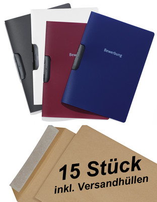 15 Bewerbungsmappen von Durable Typ DURASWING JOB - mit Clip + Umschlägen