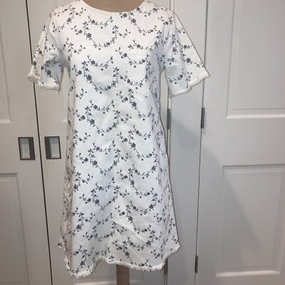 Current Elliott Women's Sugar Viney Fray Edge Sz (2) Medium Denim Shift Dress