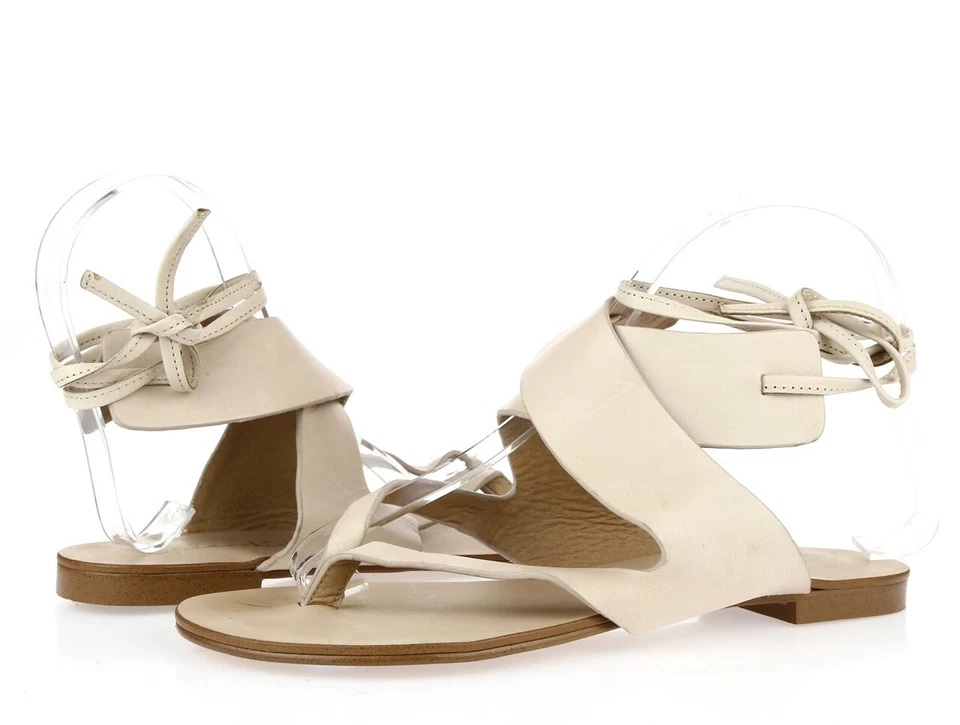 Womens Splendid 228376 Beige Nude Leather Ankle Strap Flat Sandals Size 6.5 M - Image 2 of 4
