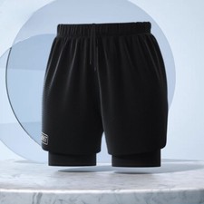 Men's Double-Layer With Adjustable Drawstring Swim Trunks Men's Swimwear