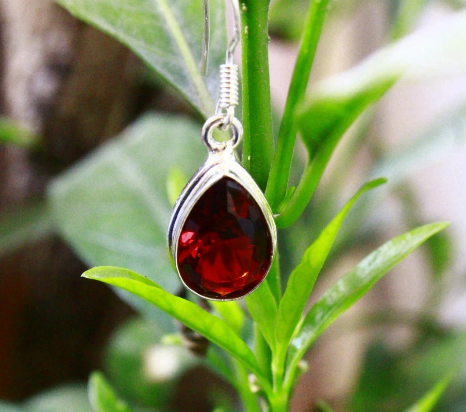 Maravillosos aretes de topacio rojo de 28,16 quilates para mujer fiesta festival joyería H3 Foto 4 de 4