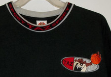 Vintage 1997 Looney Tunes Men's Basketball Taz Sports T-Shirt XL Black Crew Neck