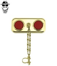 1x ORIGINAL LOWRIDER Rectangle Gold Mirror Double Flat Twisted Blue Reflectors.