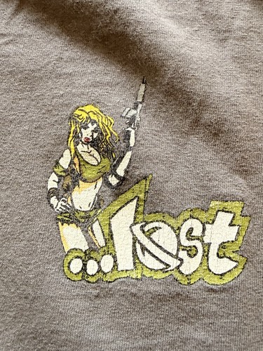 Vintage Lost Enterprises Girl Babe Army T Shirt XL Y2K Surf Skate - Picture 4 of 9