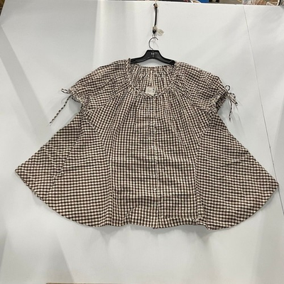#ad FREE PEOPLE Farley Gingham Tunic Top Women#x27;s Size M Brown Combo $96.00