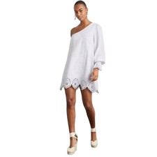NWT Hill House Mila One Shoulder Dress White Linen Size S