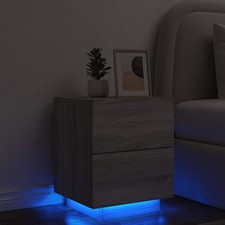 Comodino con Luci LED Grigio Sonoma in Legno truciolato