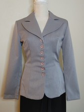 Vintage 1970's Suit Jacket Made in USA Womens S Gray Blazer Tapered Steps Cali