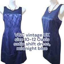 Excellent cond. vintage Oasis satin Shift Dress Audrey Hepburn style Size 10-12