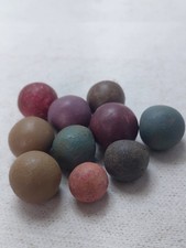 Vintage Clay Toy Marbles Lot of 10 Mixed Colors  Sizes Old