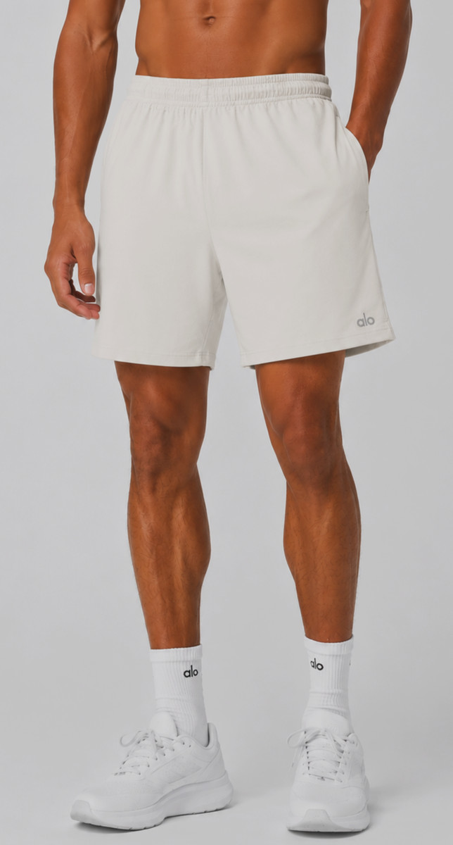ALO Yoga 7" Conquer React Performance Shorts M6131R - S Small - BONE Ivory Beige View 2