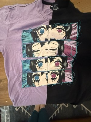 HOT TOPIC Pastel & Black Anime Eyes Split Rare Size Large