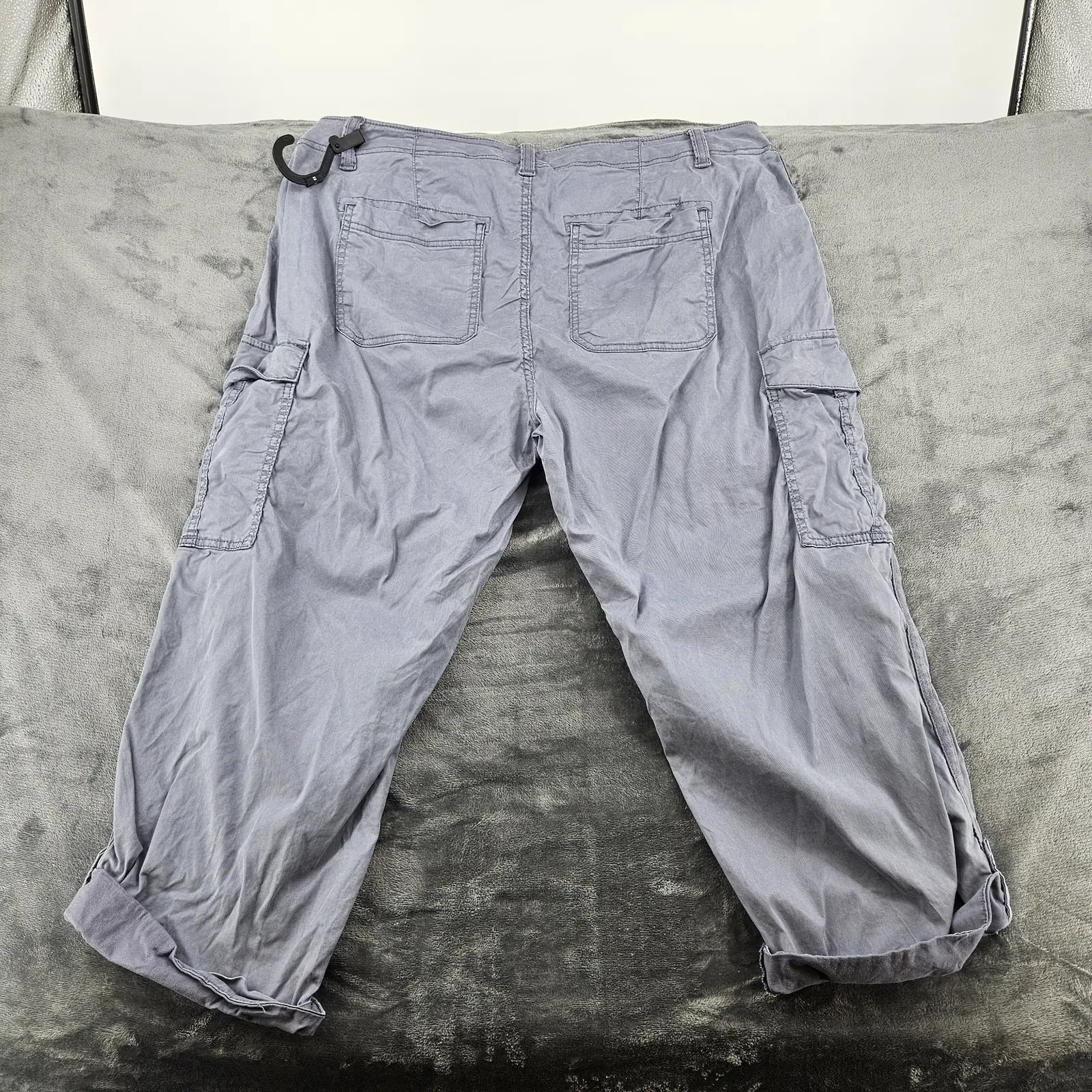 M&S Womens Cargo Trousers UK 22 Regular Graphite Grey Lyocell Stretch Combat image 3