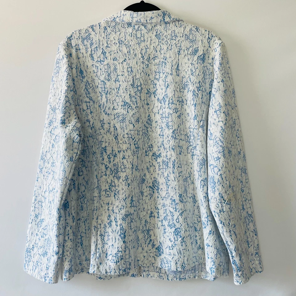 Chaqueta Cathy Daniels Mujer Blanca Manga Larga Estampado Floral Encaje Cremallera Completa Talla XL Foto 2 de 4