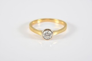 Q85X22 Gold 750 18kt Ring mit natürlichem Diamant ca. 0 50ct si G