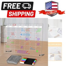 Acrylic Dry Erase Calendar Board to Do List Desktop Clear Memo Note Board, 9x...