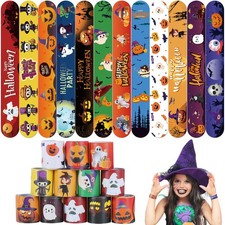 Halloween Slap Bracelets 36 PCS Bulk Party Favors for Kids Pumpkin Assorted