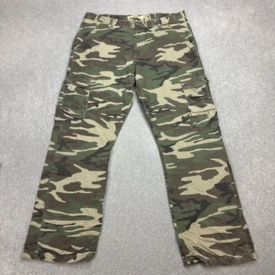 Pantalon Wrangler adulte 36 x 30 marron cargo charpentier camouflage toile vê... - Photo 1/4