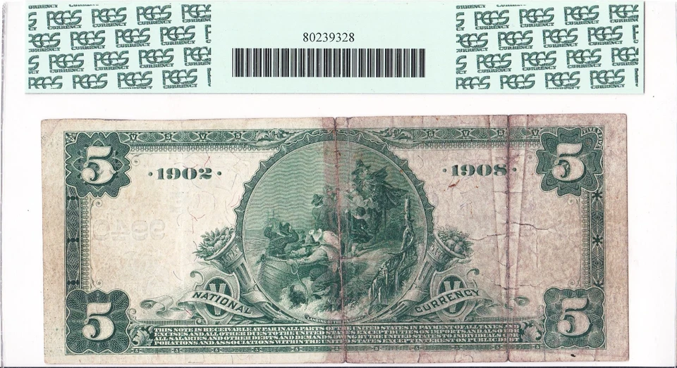 $5 1902 DB PINE BUSH New York NY 🇺🇸 Mega Rare! 🇺🇸 Only 2 on Census! 🇺🇸 - Image 2 of 2