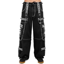 Men's Gothic Pants Black Cyber Strap Electro Jeans Punk Rock Cotton Trousers