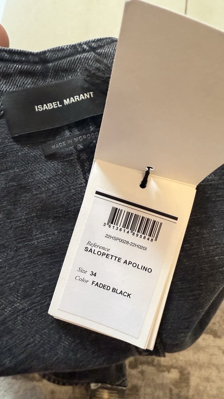 Isabel Marant Denim Dungarees Faded Black BNWT Size 34 RRP £900 image 8