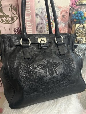 Y2K MY FLAT IN LONDON BLACK LEATHER QUEEN BEE REGAL LARGE TOTE