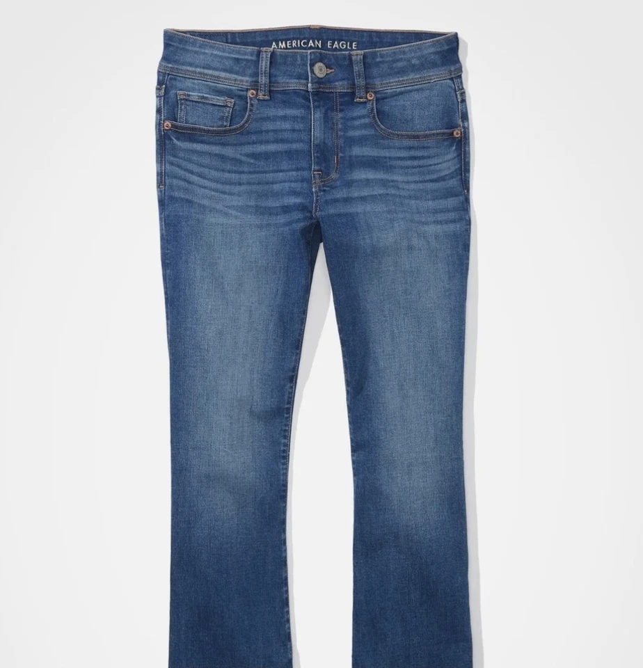 American Eagle Kick Boot Flared Jeans UK Size 10 Long Leg NWT Indigo Stretch - Image 3 of 4