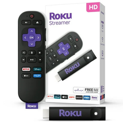 Roku Streamer- HD Roku Streaming Device for TV w/ Voice Remote - Free & Live TV