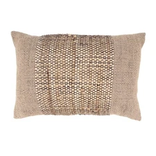 Saro Lifestyle 16 x 24 in. Earthy Jute Banded Outdoor Throw Pillow Cover