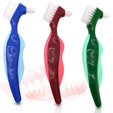 Premium Hard Denture Brush, Multi-Layered Bristles 1 Count Pack of 3 , Blue