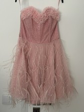 Love Shack Fancy Pretty In Pink Sweetheart Diamonté Feather Prom Dress £800 2 8