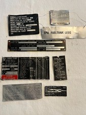 Vintage Części lotnicze Tabliczki znamionowe Pakiet m.in. F-104, FG 91, F86, F16 itp. 1
