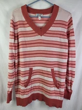 D & Co.  Womens Large Cotton  Striped top super soft and cozy with pockets