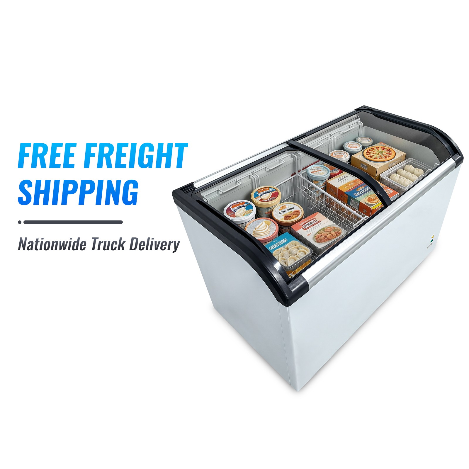 Glass Top Display Freezer Commercial Ice Cream 12.5 cu ft Sliding Lid ETL