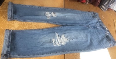 Levis BIG E Ribcage Straight Ankle High Ripped Button-Fly Jean Women 32 Premium