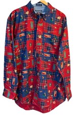 Vintage Chaps Ralph Lauren All over Print Lacrosse Longsleeve Button Down Shirt