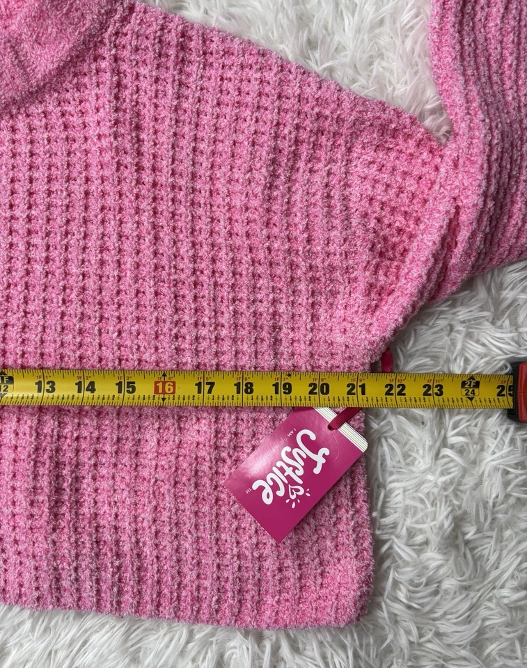 🎀 Suéter Niñas Justicia Rosa Hombro Caído 👚 Cuello Simulado Talla M (10) Acogedor y Lindo Foto 3 de 4