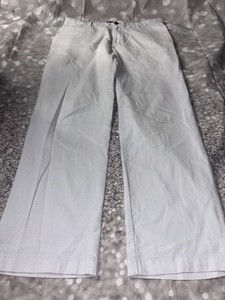 Men's sz 34 X 32 Izod Seersucker Pants Blue White Striped 100% Cotton  Pretty